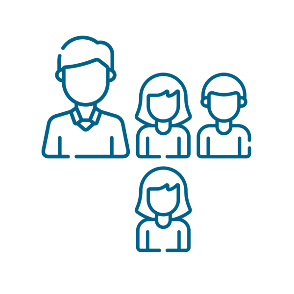 One adult and three children